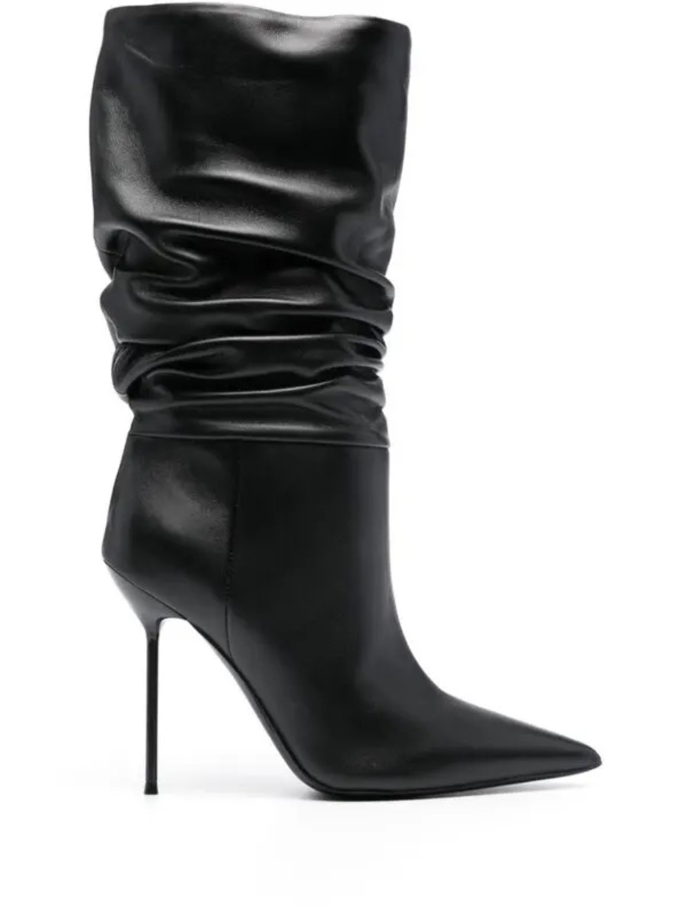 Paris Texas Black Slouchy Calf Pointed Toe Heeled Stiletto Boots SZ 38